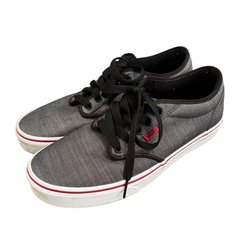 VAN'S Men's Atwood Textile Gray Black Red Athletic Casual Sneakers Size 10